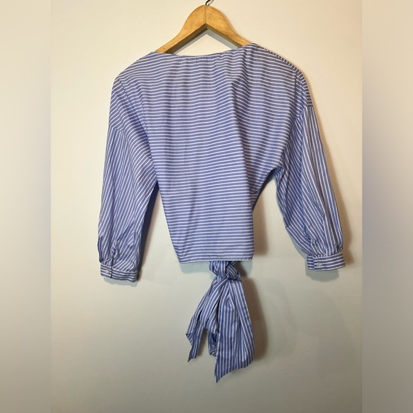 Zara Blue and White Wrap Around Top - Picture 4 of 6